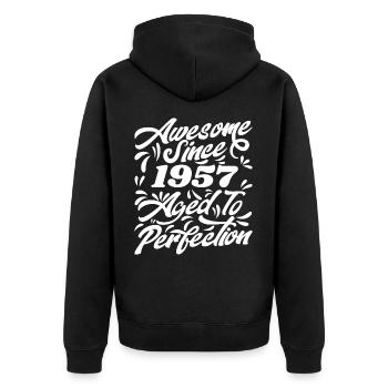 Awesome Since 1957 - Aged To Perfection, Gift 1957 - Veste à capuche bio Premium Unisexe - noir - Dos - Nico (187cm)
