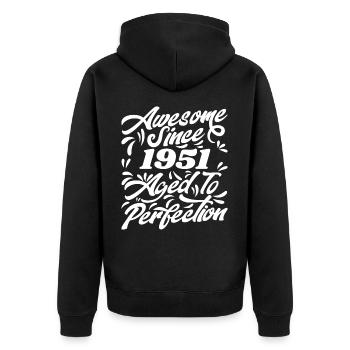 Awesome since 1951 - Aged To Perfection, Gift 1951 - Unisex Premium Organic Zip Hoodie - black - Back - Nico (187cm)