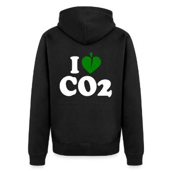 I love co2 - Unisex Premium Organic Zip Hoodie - black - Back - Nico (187cm)