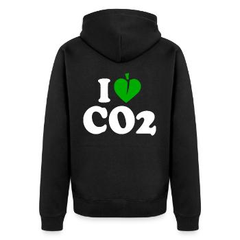 I love co2 - Unisex Premium Organic Zip Hoodie - black - Back - Nico (187cm)