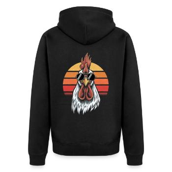 Lustiger Hahn Sonnenbrille Stolzer Gockel Hühner - Unisex Premium Bio Zip Hoodie - Schwarz - Hinten - Nico (187cm)