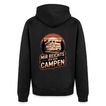 Mir Reichts Ich Geh Campen Wohnwagen Retro Camping - Unisex Premium Bio Zip Hoodie - Schwarz - Hinten - Nico (187cm)