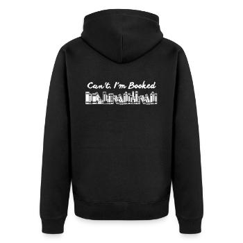 Book Lover Can't I'm Booked - Unisex Premium Organic Zip Hoodie - black - Back - Nico (187cm)