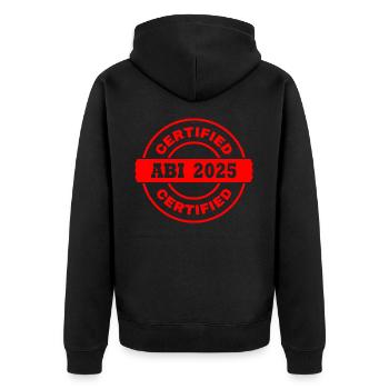Abi 2025 - Unisex Premium Bio Zip Hoodie - Schwarz - Hinten - Nico (187cm)