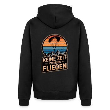 Keine Zeit Fliegen Paragleiter Retro Gleitschirm - Unisex Premium Bio Zip Hoodie - Schwarz - Hinten - Nico (187cm)