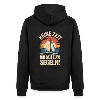 Keine Zeit Segeln Retro Segelboot Skipper Segler - Unisex Premium Bio Zip Hoodie - Schwarz - Hinten - Nico (187cm)