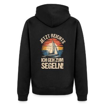 Jetzt Reichts Ich Geh Zum Segeln Retro Segelboot - Unisex Premium Bio Zip Hoodie - Schwarz - Hinten - Nico (187cm)
