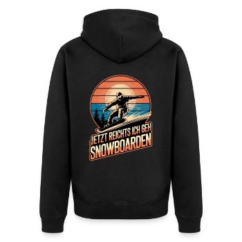 Jetzt Reichts Ich Geh Snowboarden Retro Snowboard - Unisex Premium Bio Zip Hoodie - Schwarz - Hinten - Nico (187cm)