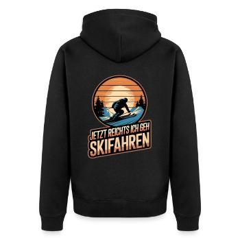 Jetzt Reichts Ich Geh Skifahren Retro Vintage Ski - Unisex Premium Bio Zip Hoodie - Schwarz - Hinten - Nico (187cm)