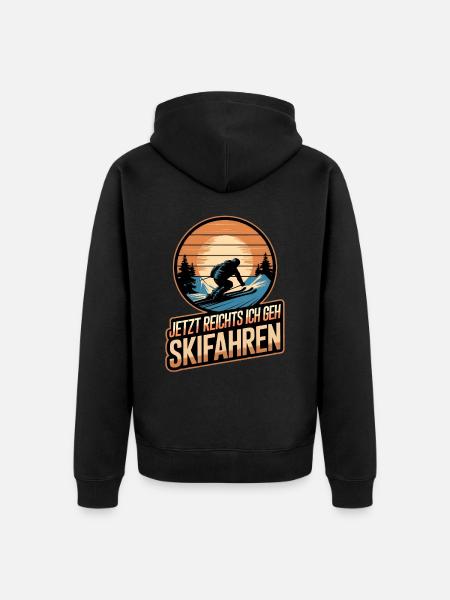 Jetzt Reichts Ich Geh Skifahren Retro Vintage Ski - Unisex Premium Bio Zip Hoodie - Schwarz