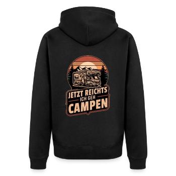 Jetzt Reichts Ich Geh Campen Wohnmobil Camper - Unisex Premium Bio Zip Hoodie - Schwarz - Hinten - Nico (187cm)