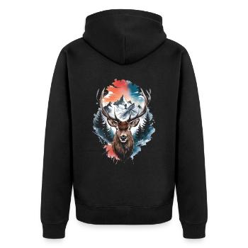 Cerf Aquarelle Effet Art Cerf Cerf Rouge - Veste à capuche bio Premium Unisexe - noir - Dos - Nico (187cm)
