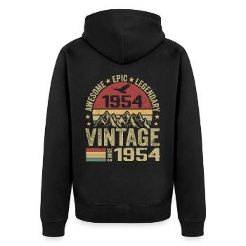 Vintage 1954 Birthday Gift 1954 - Born in 1954 - Unisex Premium Organic Zip Hoodie - black - Back - Nico (187cm)
