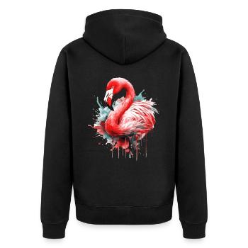 Flamingo Bird Exotic Summer Splash Pink Pink - Unisex Premium Organic Zip Hoodie - black - Back - Nico (187cm)