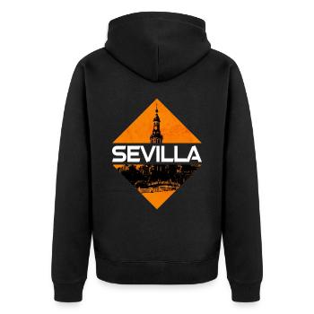 Sevilla Spanien Stadt Skyline Heimat Liebe Urlaub - Unisex Premium Bio Zip Hoodie - Schwarz - Hinten - Nico (187cm)