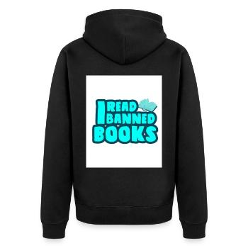 I Read Banned Books 33 - Unisex Premium Organic Zip Hoodie - black - Back - Nico (187cm)