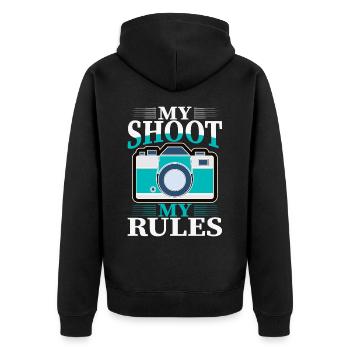 Photography Camera Lens My Shoot - Unisex Premium Bio Zip Hoodie - Schwarz - Hinten - Nico (187cm)