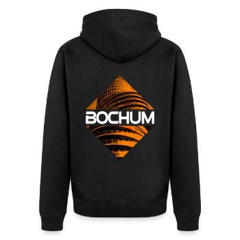 Bochum Deutschland Stadt Skyline Heimat Liebe - Unisex Premium Bio Zip Hoodie - Schwarz - Hinten - Nico (187cm)