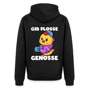Skater Huhn Spruch Skateboard Geschenk - Unisex Premium Bio Zip Hoodie - Schwarz - Hinten - Nico (187cm)