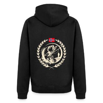 Norvège Pêche - Veste à capuche bio Premium Unisexe - noir - Dos - Nico (187cm)