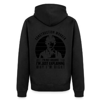 Elektriker - Unisex Premium Bio Zip Hoodie - Schwarz - Hinten - Nico (187cm)