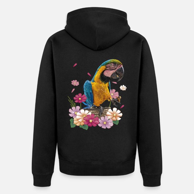 L’ara bleu et jaune - Veste à capuche bio Premium Unisexe - noir