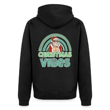 Christmas Vibes Weihnachts Design - Unisex Premium Bio Zip Hoodie - Schwarz - Hinten - Nico (187cm)