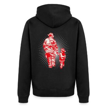 Firefighter fire brigade father and son strong team - Unisex Premium Organic Zip Hoodie - black - Back - Nico (187cm)