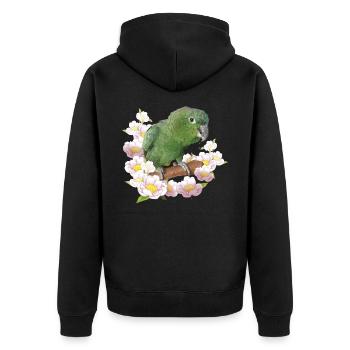 Der Farinöse Papagei - Unisex Premium Bio Zip Hoodie - Schwarz - Hinten - Nico (187cm)