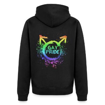gay,gay pride,fierté,LGBT,arc-en-ciel - Veste à capuche bio Premium Unisexe - noir - Dos - Nico (187cm)