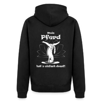 Yoga Pferd Kopfstand - Unisex Premium Bio Zip Hoodie - Schwarz - Hinten - Nico (187cm)