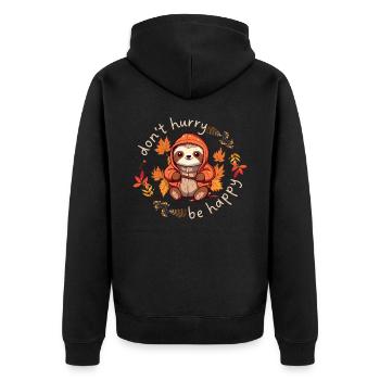Drôle de paresseux avec des feuilles d’automne - Veste à capuche bio Premium Unisexe - noir - Dos - Nico (187cm)
