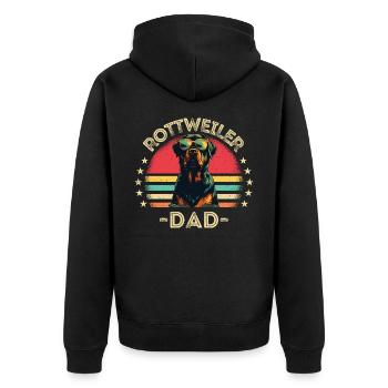 Rottweiler mit sonnenbrille retro - Unisex Premium Bio Zip Hoodie - Schwarz - Hinten - Nico (187cm)