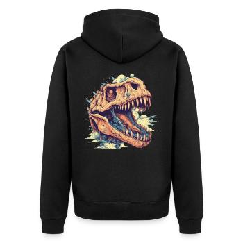 Dinosaurier Dino Fossil Carnivor Herbivor T-Rex - Unisex Premium Bio Zip Hoodie - Schwarz - Hinten - Nico (187cm)