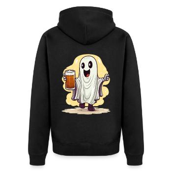 Halloween Ghost Ghost Beer Alcohol Funny - Unisex Premium Organic Zip Hoodie - black - Back - Nico (187cm)