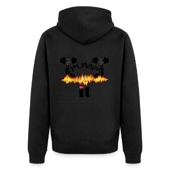 PumP iT - Gib Alles - Unisex Premium Bio Zip Hoodie - Schwarz - Hinten - Nico (187cm)