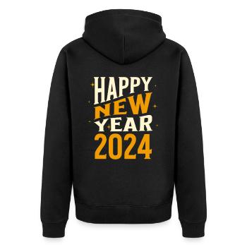 Bonne Année 2024 Réveillon du Nouvel An Célébration de la fête du Nouvel An - Veste à capuche bio Premium Unisexe - noir - Dos - Nico (187cm)