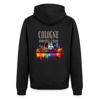 Cologne, Cathédrale De Cologne, Allemagne, Ville, Horizon, Nuit - Veste à capuche bio Premium Unisexe - noir - Dos - Nico (187cm)