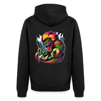 Asphalt Beast Anarchy - Unisex Premium Organic Zip Hoodie - black - Back - Nico (187cm)