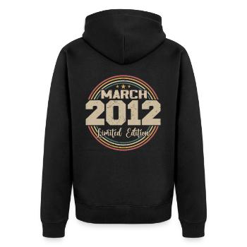 Awesome seit März 2012 Geburtstag 2012 Geschenk - Unisex Premium Bio Zip Hoodie - Schwarz - Hinten - Nico (187cm)