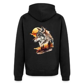 Loup Tête de loup Nature sauvage Aventure Forêt Soleil - Veste à capuche bio Premium Unisexe - noir - Dos - Nico (187cm)