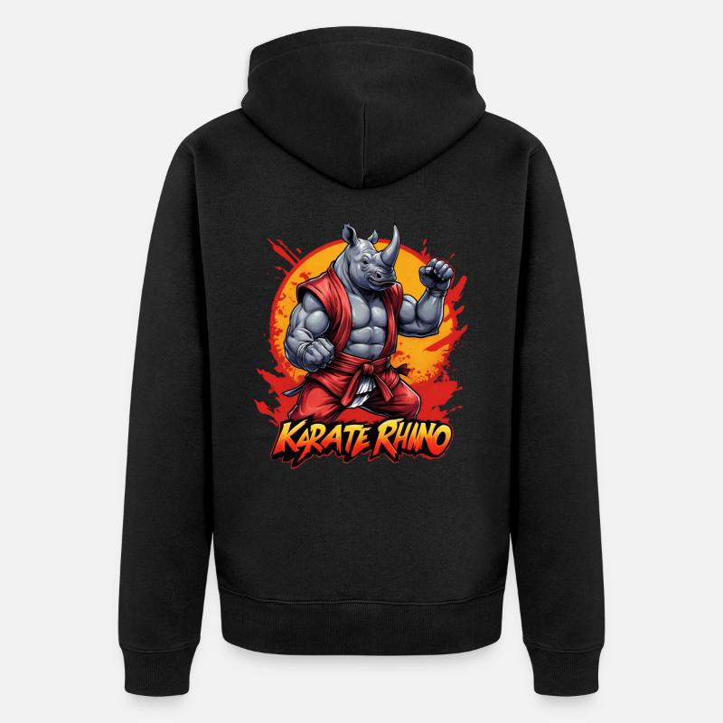 Karate Nashorn - Unisex Premium Bio Zip Hoodie - Schwarz