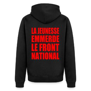 la jeunesse emmerde front national - Veste à capuche bio Premium Unisexe - noir - Dos - Nico (187cm)