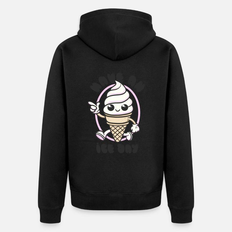 Have an Ice Day - Süßes Eiscreme Maskottchen - Unisex Premium Bio Zip Hoodie - Schwarz