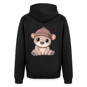 Wombat Cute Cute Baby Kids Animal Cartoon - Unisex Premium Organic Zip Hoodie - black - Back - Nico (187cm)