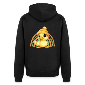 Ente Süß Niedlich Baby Kinder Tier Entchen Cartoon - Unisex Premium Bio Zip Hoodie - Schwarz - Hinten - Nico (187cm)