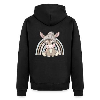 Donkey Cute Cute Baby Kids Animal Cartoon - Unisex Premium Organic Zip Hoodie - black - Back - Nico (187cm)