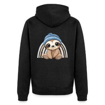 Sloth Cute Cute Baby Kids Animal Cartoon - Unisex Premium Organic Zip Hoodie - black - Back - Nico (187cm)
