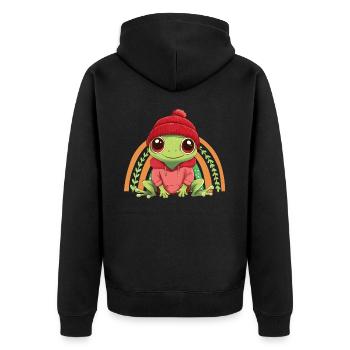 Frog Cute Cute Baby Kids Animal Cartoon - Unisex Premium Organic Zip Hoodie - black - Back - Nico (187cm)