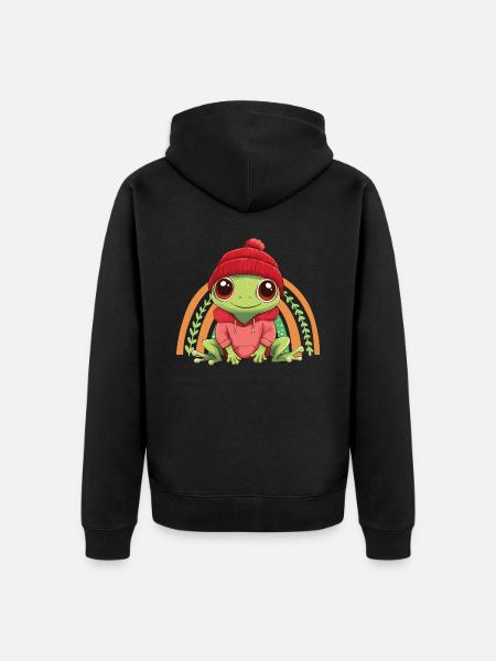 Kikker Leuke Leuke Baby Jonge geitjes Dierlijke Beeldverhaal - Uniseks Premium bio ziphoodie - zwart